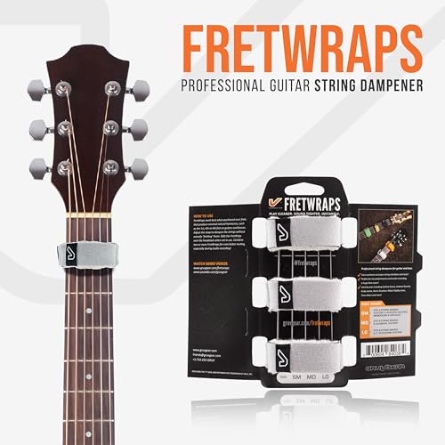 Image of Gruv Gear Fret Wrap & Guitar Mute, Fretwrap for Acoustic, Electric & Bass | String Dampener Recording, Tapping & Practice Accessory (3 Pack, Large Off-White, Fits 6 String Bass, 8 String Guitar)