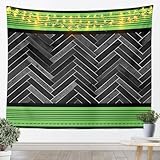 Arazzi a strisce verdi taglia S grigio-nero rettangolare patchwork soffitto per camera da letto Vintage Lines geometrico appeso a parete arte per bambini