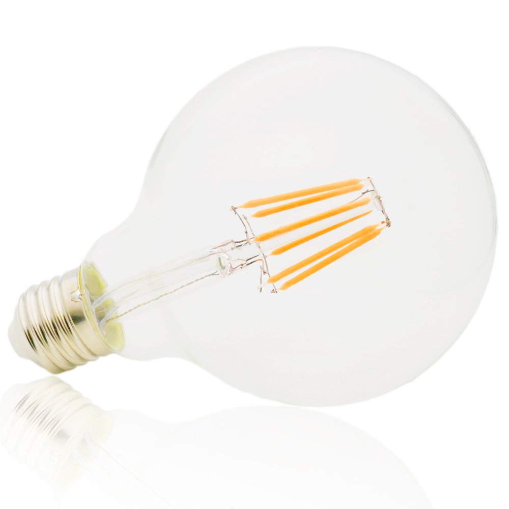 G95 6 W bombilla LED Equivalente a 45 W, E27, Blanco cálido (2200 K), 500 lúmenes, Globe Bulb, intensidad regulable, paquete con 20 unidades)