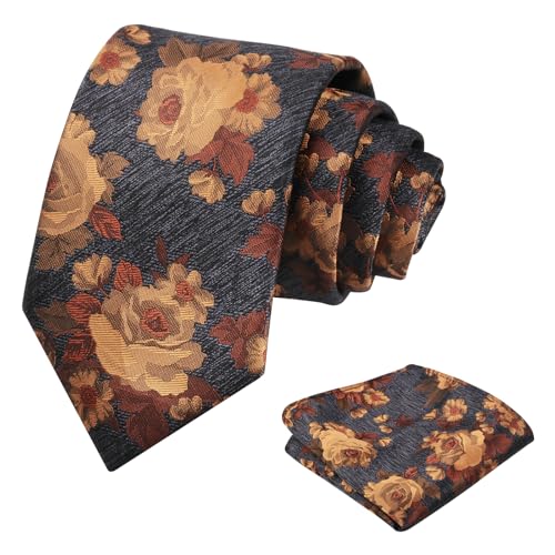 Image of Alizeal Mens 3.15'' Colorful Flower Pattern and handkerchief Necktie Set