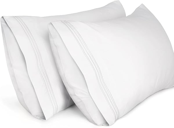 Lirex 2-Pack Fundas de Almohada 1800 hilos, Fundas de Almohada de Microfibra Suave Cepillada, Transpirables sin Arrugas y Lavables a Máquina (50x70 cm, Blanco) - 1
