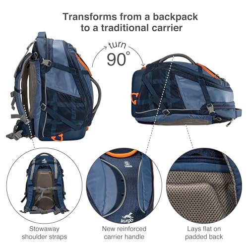 Kurgo G-Train Hunderucksack, Mit integriertem Haustierfach, Wasserfester Boden, Für Haustiere bis zu 11 kg, Navy Blau, 33 x 53,34 x 25,4 cm