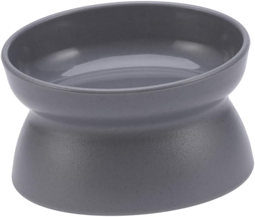Yardwe 3pcs Oblique Mouth Cat Bowl Deep Gray Non- Feeding Dish for Cats Dual-Sided Design Holds Water Food Material for Controlled Eating