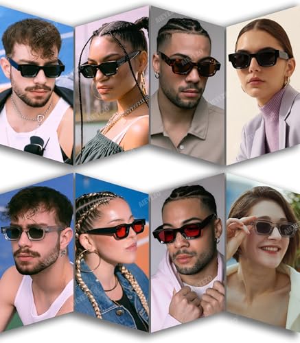 AIEYEZO Modern Thick Rectangle Sunglasses for Women Men 90s Retro Chunky Square Polarized Sun Glasses UV400 Protection2