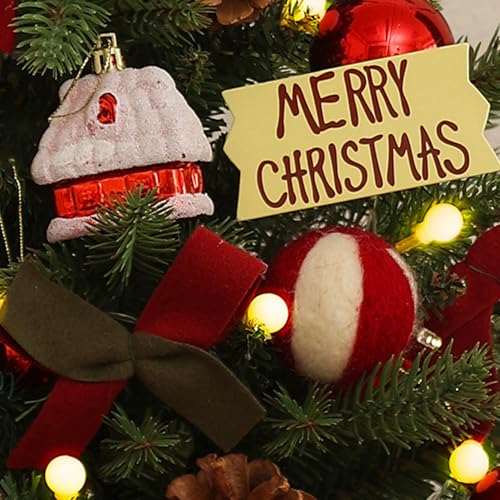 Pequeño árbol de Navidad de 45 cm mini árbol decorado con luces led y bolas navideñas 6