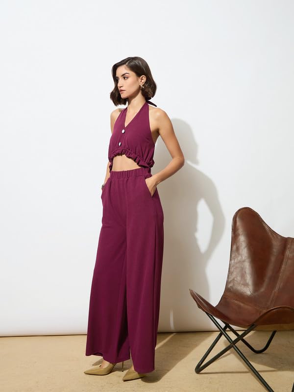 Image of barcino Black Knitted Halter Neck Cut-Out Jumpsuit