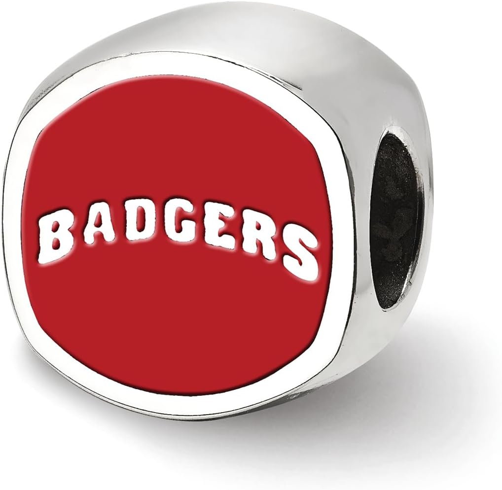Wisconsin Cushion Shaped Logo Bead (Sterling Sliver)