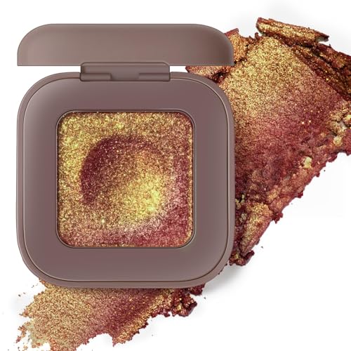 BelleFlair 1 Pièce Fard à Paupières Pailleté Duochrome, Burgundy Gold Shimmer, Effet Caméléon Holographique, Maquillage des Yeux Haute Pigmentation, Texture Crème Poudre