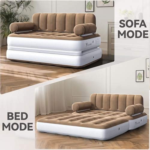 YITAHOME Queen Size Air Sofa Bed Mattress with Headboard and Pump, Blow Up Couch Inflatable Bed for Home Living Room, 79" x 60" x 25" (Expanded Size, Brown) by YITAHOME - Image 7