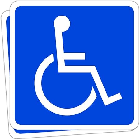 Amazon 身障者用設備 車イス 高耐候性マグネットステッカー 反射タイプ 国際シンボルマーク 100x100mm ２枚組 標識 サイン 文房具 オフィス用品