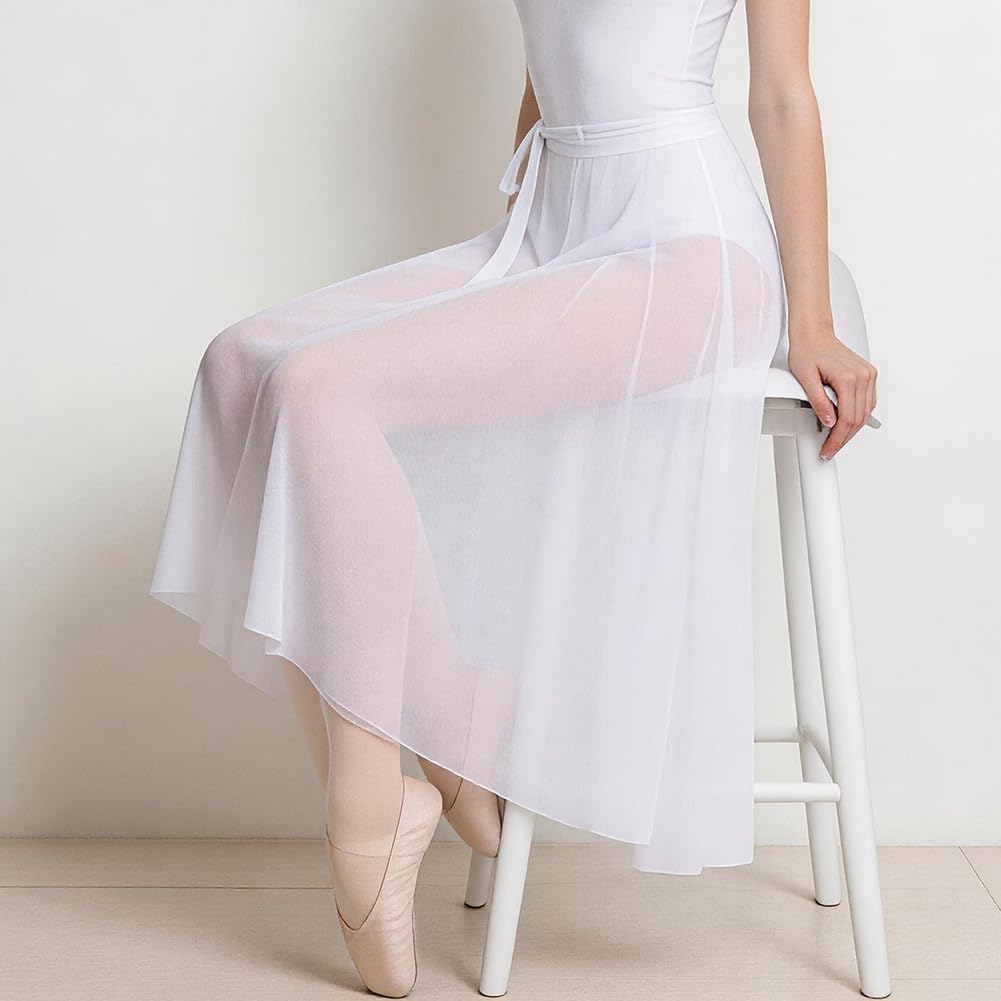 ROYAL SMEELA Jupe de Ballet Robe de Tutu de Ballet Maille Jupe Danse Ballet Vêtements de Danse Attacher Costume de Danse de Base Ballerine Jupe Portefeuille Justaucorps Jupe de Danse Classique