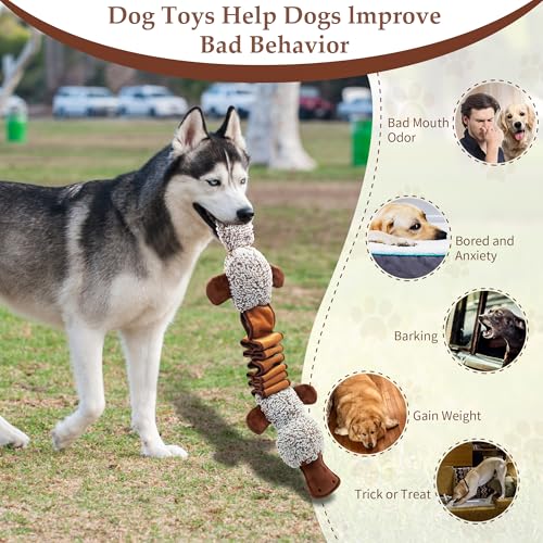 BUYPOW Squeaky Dog Toys, Interactive Tug of War Puppy Toys, Funny Plush Dog Chew Toys, Stuffed Toys for Small,Medium and Large Dogs - Platypus - Thumbnail 5