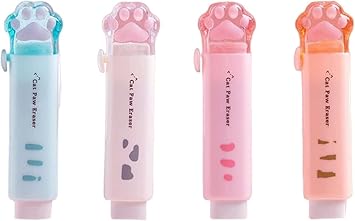 1Pc Random Color Student Rubber Rubbing Eraser Retractable Reward School Supplies Push-Pull Cat Paw Cute Eraser School Pencil Eraser Pencil Eraser Standard