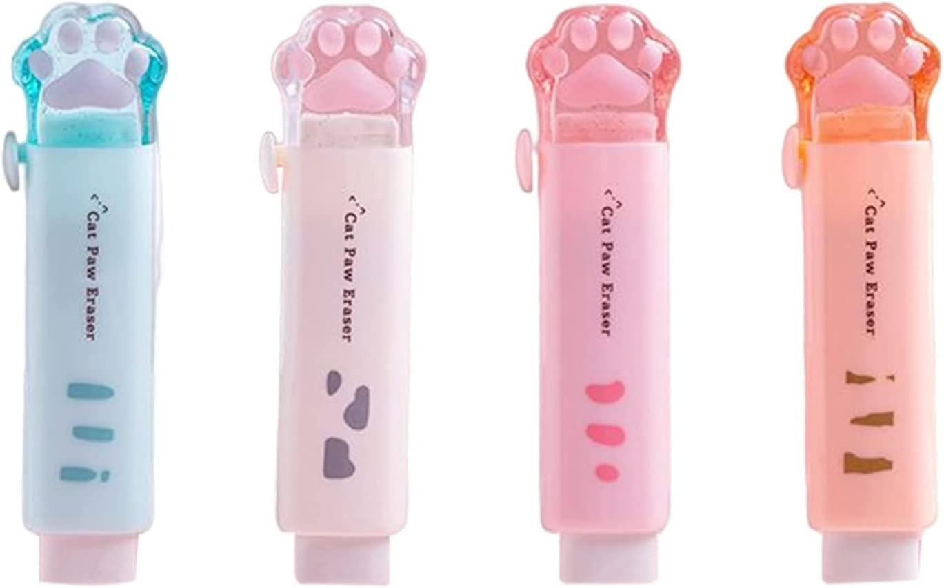 1Pc Random Color Student Rubber Rubbing Eraser Retractable Reward School Supplies Push-Pull Cat Paw Cute Eraser School Pencil Eraser Pencil Eraser Standard