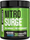 NITROSURGE Pre Workout Supplement - Endless Energy, Instant Strength Gains, Clear Focus, Intense Pumps - Nitric Oxide Booster & Powerful Preworkout Energy Powder - 30 Servings, Blue Raspberry