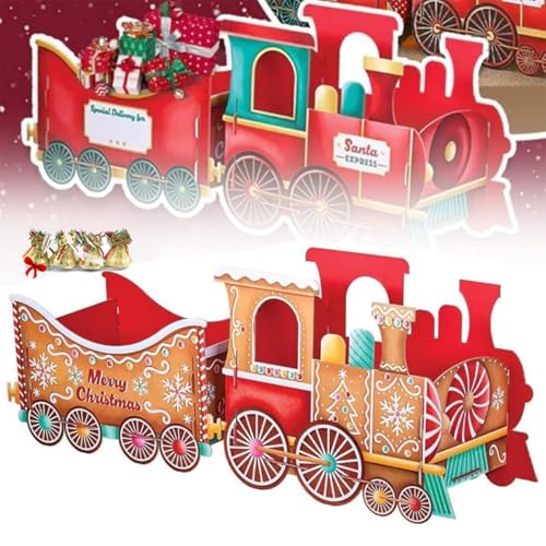 サンタのギフトトレイン - スタイリッシュにホリデー気分を盛り上げるクリスマスプレゼント装飾収納ボックスキャンディホルダー気まぐれなジンジャーブレッドパーティーセンターピースファミリーデコレーションデコレーション広々とした(Style C,1pc)