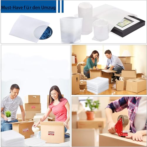 Caiyloxn Verpackungsmaterial 50 Stück Luftpolsterfolie Umzugskartons 30 x 30cm Schaumstoff Beutel Schaumstoffverpackung Umzugsverpackung für Verpackung Lagerung und Versand Porzellan