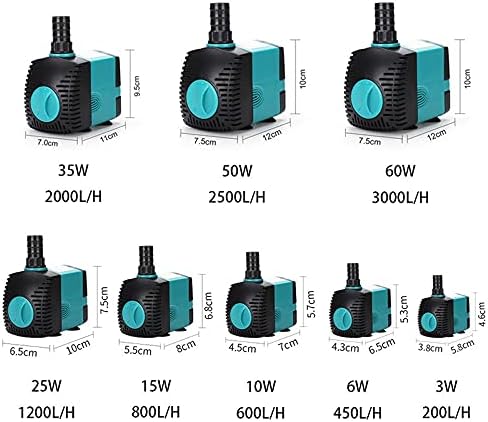 Miniatura 7 de Bomba sumergible eléctrica ultra silenciosa 36101525355060 W, bomba de fuente de agua sumergible para filtro de peces, estanque, acuario, bomba de
