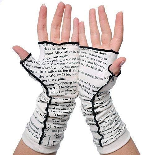 Storiarts Alice in Wonderland Writing Gloves – Soft Cotton Fingerless Design with Literary Print – Cozy Typing Gloves for Women Who Love Reading & Classic Tales for Book Lovers - Image 3