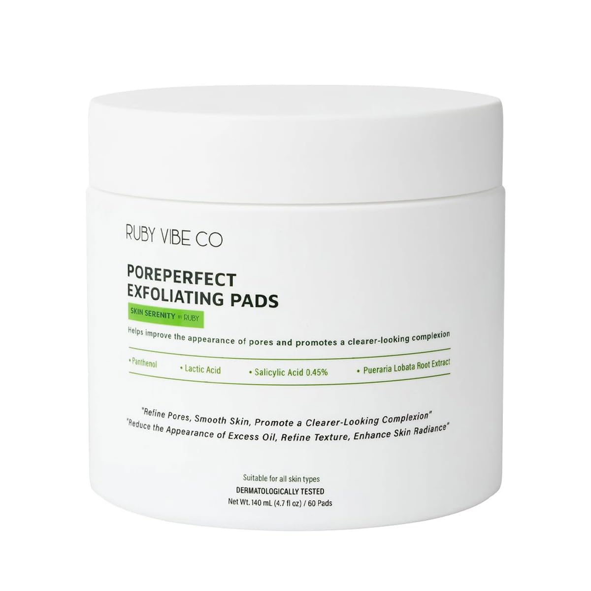Pore Refining Toner Pads – Exfoliating Pads with Salicylic Acid 0.45%, Lactic Acid & Tea Tree, Dual-Textured Facial Pad for Oil Control & Smoother Skin - 60 Pads