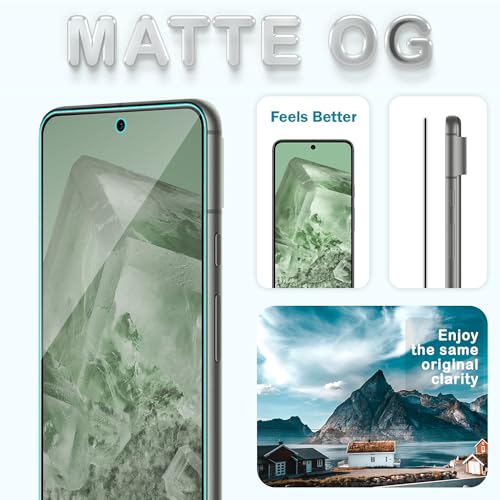 Image of FIRST MART Matte Anti-Glare Tempered Glass for Google Pixel 8 With Installation Kit | Military-Grade Gaming Screen Protector & Cable Guard | Edge to Edge Coverage | Black