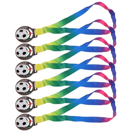Medallas de fútbol de metal cobre 6 piezas con cinta de 50 mm para torneos