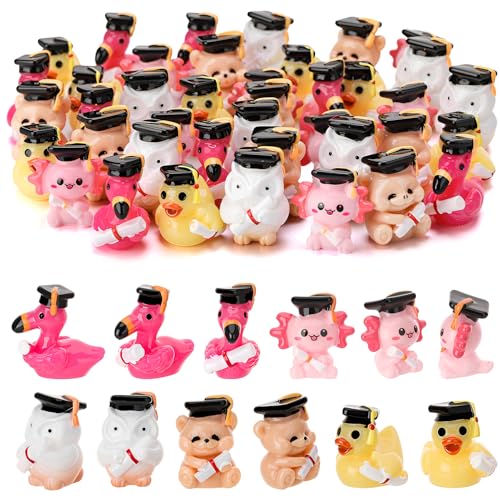 GGSTDDUP 40 Pack Graduation Ducks Toy Figures Novelty Graduation Cap Duck Tiny Ducks to Hide Graduation Party Favor Gift Decoration (5 Styles)