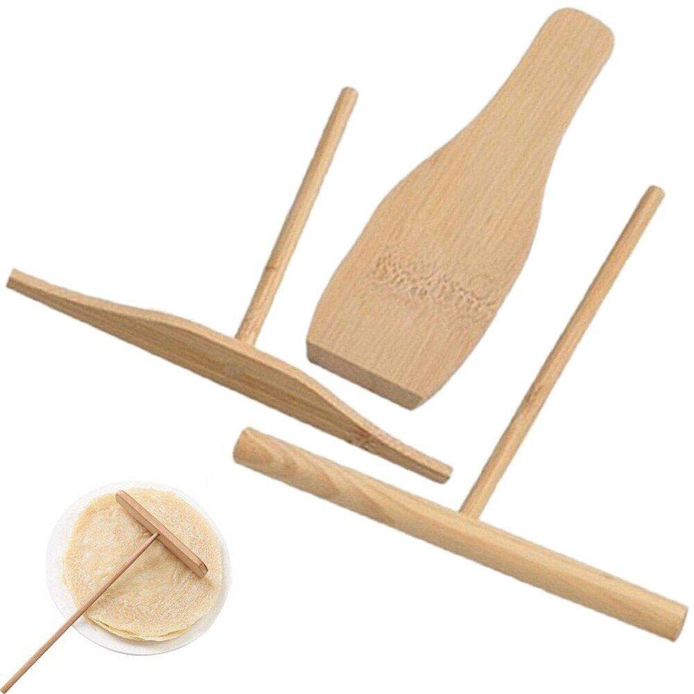 Sanfly Crepe Spreader and Spatula Set Crepe Tools S T-shaped Batter Spreaders and Spatula Pancake Tool Cooking Utensils Supplies