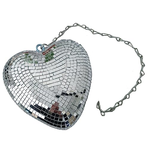 Decoración para bodas: bola espejada en forma de corazón, colgante, reflectante, para fiestas temáticas de los años 50, 60 y 70 miniatura 1