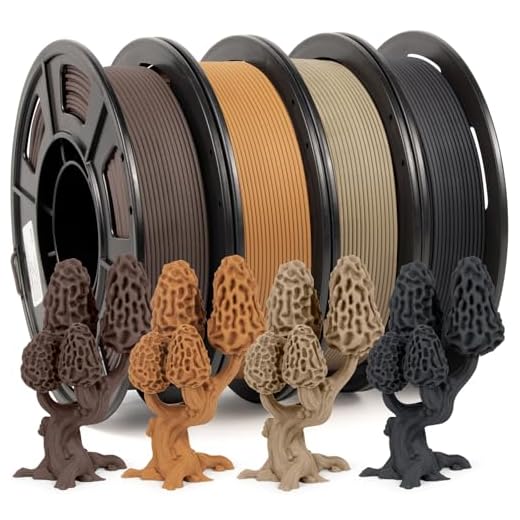 iSANMATE filamento Stampante 3d Wood Fascio, PLA 1.75 Caricato 20% Fibre Legno 250gX4, legno Pino Bianco/Ebano/Giallo Pera/Sandalo