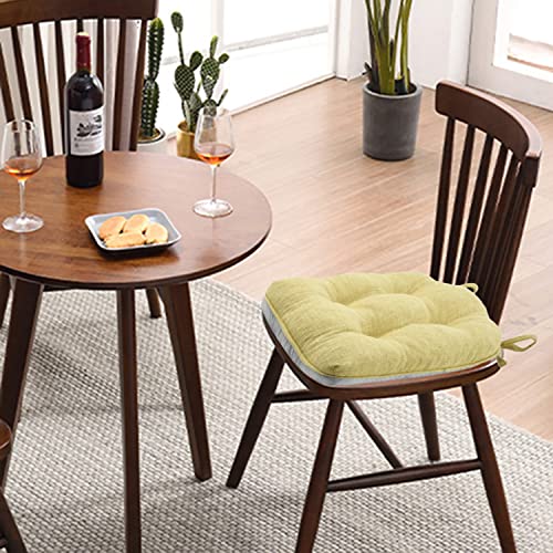 Basic Beyond Chair Cushions For Dining Chairs 4 Pack, Memory Foam Chair Cushion With Ties And Non Slip Backing, 15.5 X 15.5 Inches Tufted Chair Pads For Dining Chairs(Yellow) #TOP6