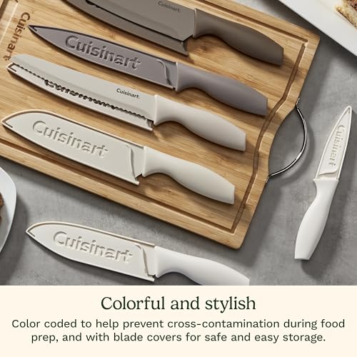 Image of Cuisinart Advantage 12-Piece Kitchen Knife Set, Professional-Quality Nonstick Coated Stainless Steel Knives w /Covers,Nonstick Color Coating-Easy Slicing,Ergonomic Handles,G1022-12P, 8 inch (Pack of 6)
