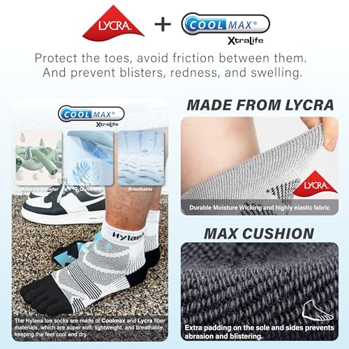 Image of Hylaea No Show Running Athletic Anti-Blister Wicking Coolmax Socks, Seamless Anti-odor