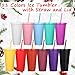 Honeydak 30 Pack Tumbler with Straw and Lid Bulk Cups for Gifts Water Bottle Iced Coffee Travel Mug Cup Reusable Plastic Tumblers for Party Birthdays 24-27 oz (Solid Color)