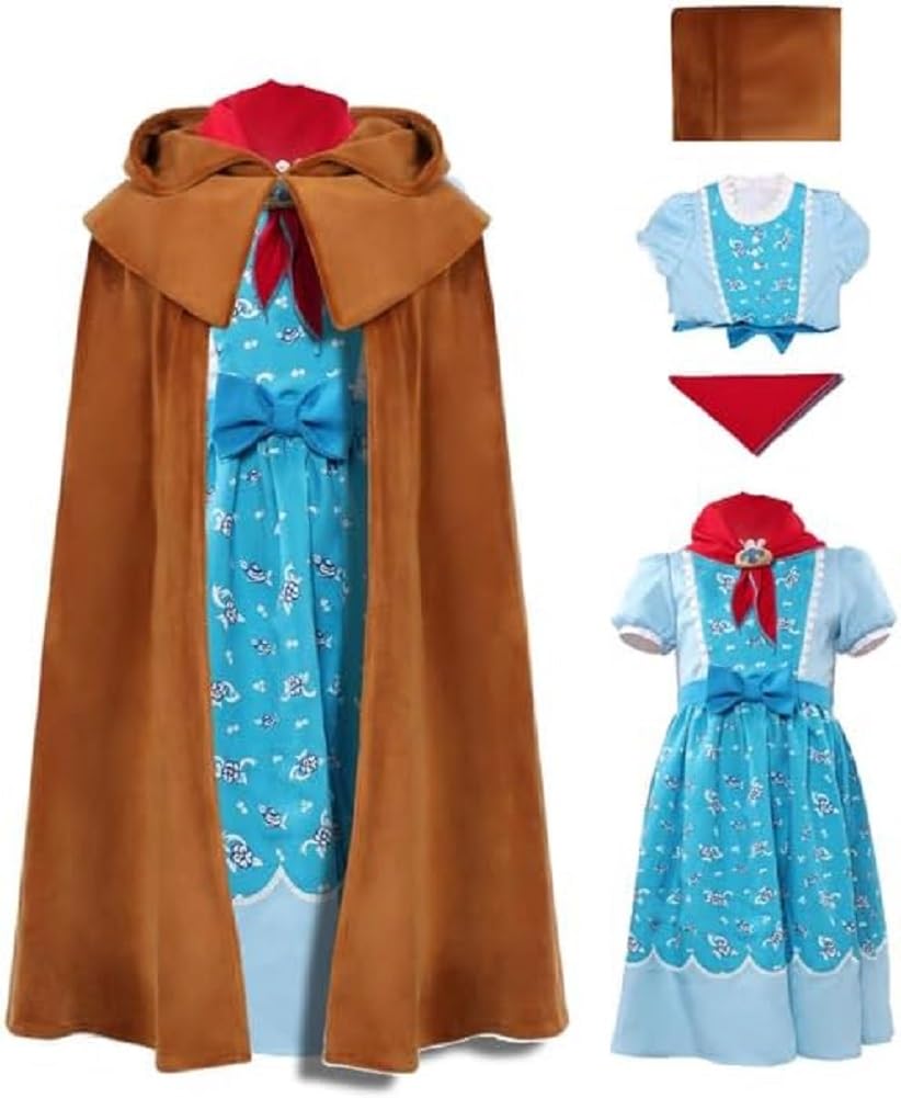 Ubaywey Strange Cosplay Costume Film Dress Scarf Blue Flowers Skirt Halloween Carnival Outfits (Blue (with Coat), 110)