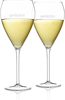 Portion Control Wine Glass, Set of 2, Elegant Hand Blown Italian Style Lead-Free Premium Crystal Glass 10oz, with 5oz 100 Calorie Measurement Etched Line for Red, White, Rose or Sparkling Wine