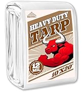 Tarp 10x20 ft Heavy Duty 12mil 100% Waterproof High Durability Multipurpose,Uv Resistant,White Ta...