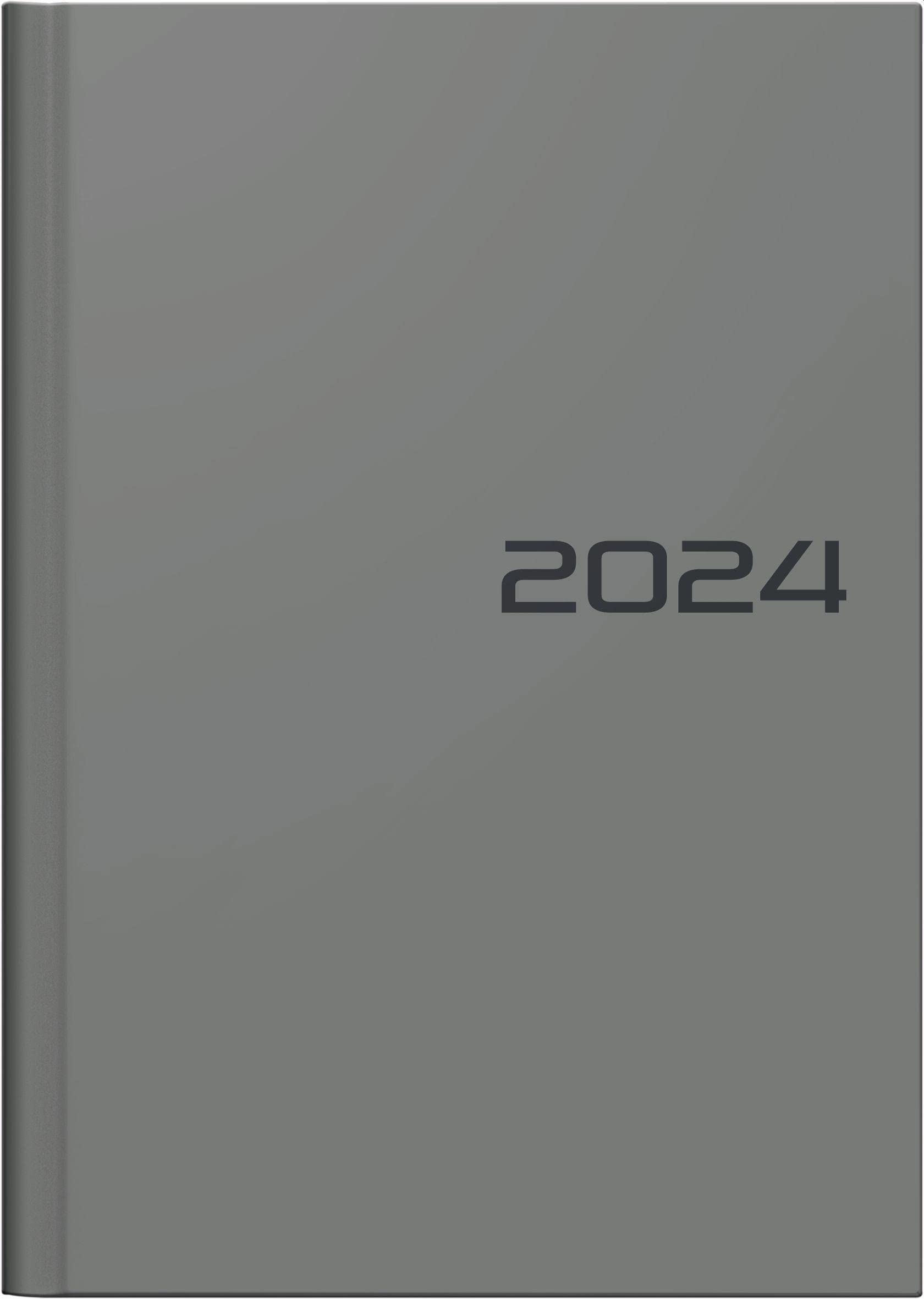 BRUNNEN Weekly calendar model 796 2024, 2 pages = 1 week, sheet size 14.8 x 20.8 cm, grey, gray