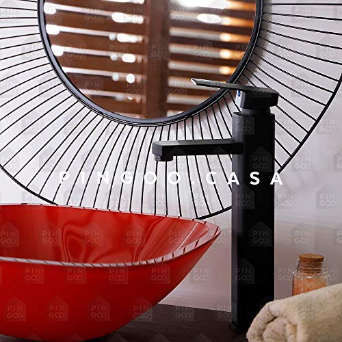 Pingoo.Casa, Torneira para Banheiro, Misturador Monocomando, Alta Madeira, Preto