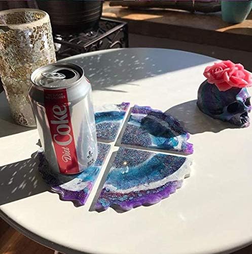 Coasters Resin Molds, Silicone Molds for Resin, 4 PCS Flexible Geode Agate Molds,for Making Cup Mats, Geode Coasters, Home Decoration