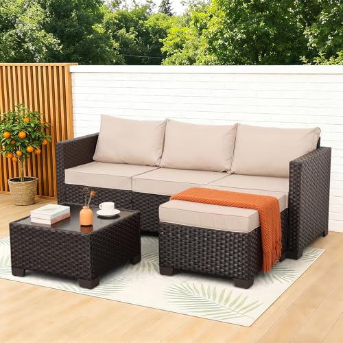 Rattan Star 3-Piece Set with Ottoman