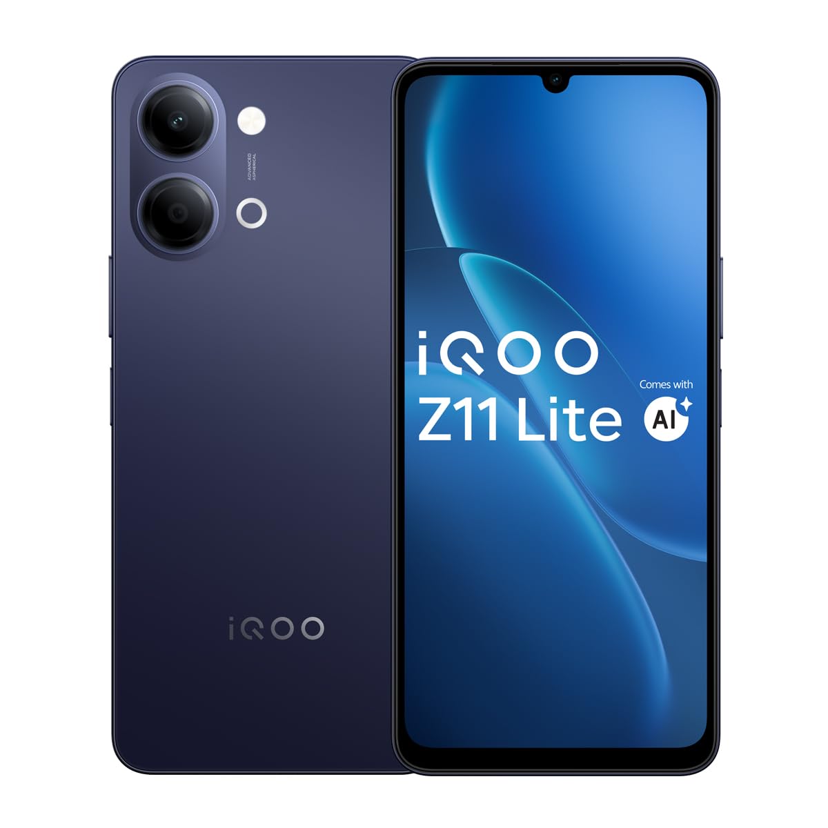 iQOO Z11 Lite 44W 5G (Midnight Blue, 4GB RAM, 128GB Storage) | 6500mAh Battery with 44W Fast Charging* | Dimensity 6300 with 579k+ AnTuTu Score* | OriginOS 6.0 with AI Creation* & Private Space*