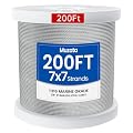Muzata 316 Stainless Aircraft Steel Wire Rope Cable for Railing,Decking, DIY Balustrade, 1/8Inch,7x7,200Feet WR02,Series WP1 WM1