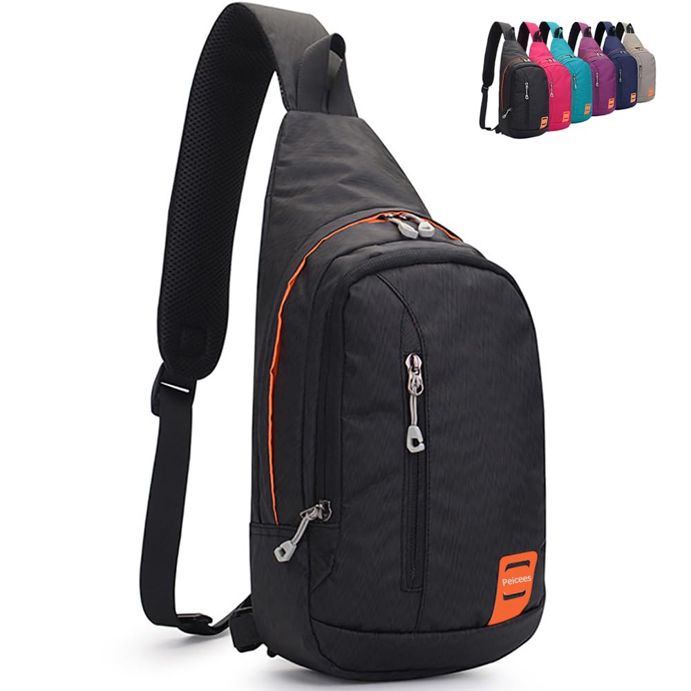Peicees Small Sling Backpack Waterproof Unisex Shoulder Bag Chest Crossbody Daypack