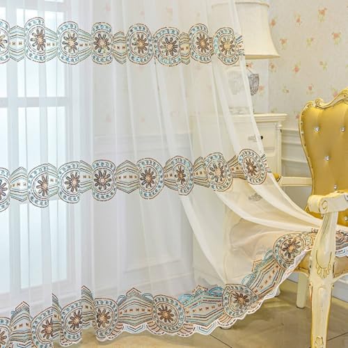 Voilage blanc perlé de haute qualité en polyester résistant 102x244 - 4