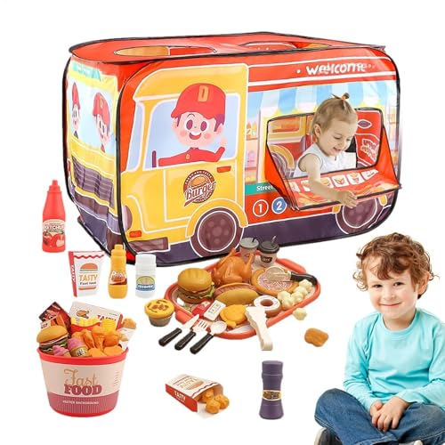 プレイキッチンフード子供用キッチンままごとおもちゃフライドポテトフライドチキンハンバーガーマッチングテント親子インタラクティブセットおもちゃトレイ付きキッズリアルなハンバーガーおもちゃセット | 女の子と男の子のロールプレイ用のカラフルな食べ物のごっこ遊び