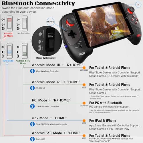 Image of Joso Wireless Controller for iPad & Tablet, Compatible with iPhone & Android Phone, Bluetooth Game Controller with Clamp Lockable iPad /Tablet, Play COD Mobile, Genshin Impact, Cloud Gaming