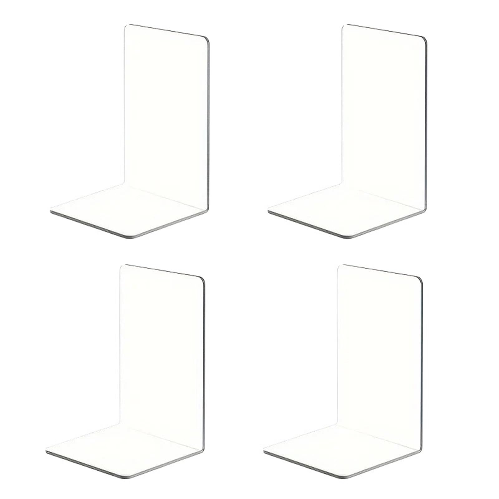 Desktop Bookends 4pcs Book Ends Clear Acrylic Bookends for Shelves Heavy Duty End L Shaped Dividers Stopper for School Library File for Book Storage
