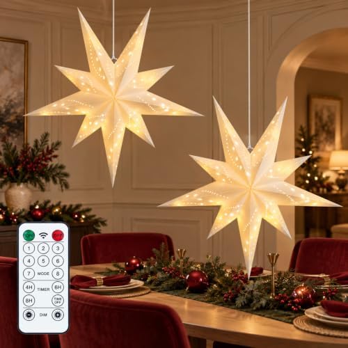 4 Pack Paper Star Lantern, Diwali Hanging Christmas Decorations L...