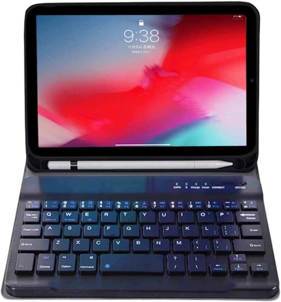 iPad Keyboard Case for iPad mini 2 3 4 5 with Detachable Keyboard and Pen Holder, Slim Smart Auto Sleep/Wake Cover Case (Black)